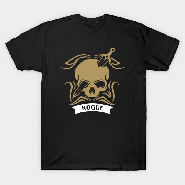 Rogue Hardcore Skull RPG Dungeons Crawler and Dragons Slayer T-Shirt by pixeptional